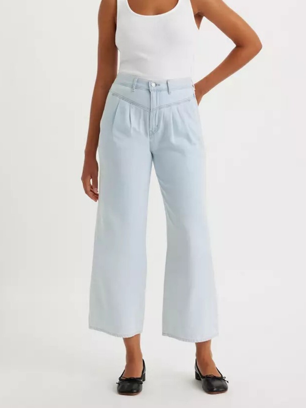 Levi's Light Wash High Rise Crop Wide Leg Lightweight Baggy Jeans size 29